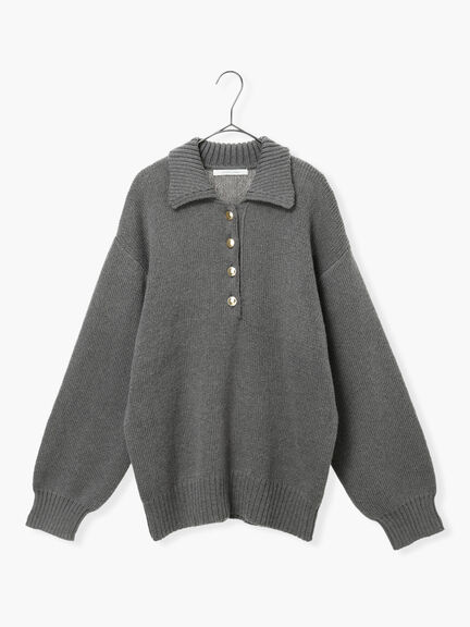 モヘヤライク衿付ニットプルオーバー(チャコールグレー/ブラウン/イエロー)|sm2rhythm(サマンサモスモス リズム)通販