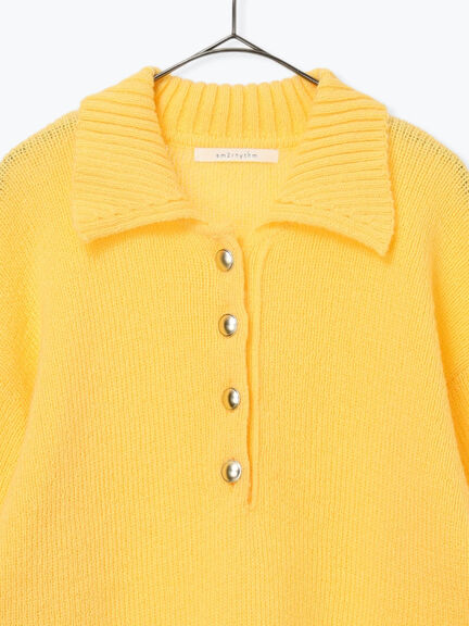 モヘヤライク衿付ニットプルオーバー(チャコールグレー/ブラウン/イエロー)|sm2rhythm(サマンサモスモス リズム)通販