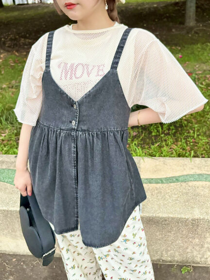 メッシュTシャツ&プリントノースリーブSET(オフホワイト/グレー/ブラック/カーキ)|SM2(エスエムツー)通販