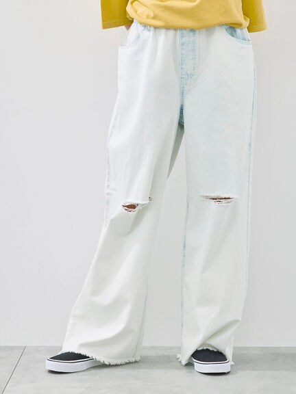 ダメージデニムイージーパンツ(オフホワイト/サックスブルー)|SM2(エスエムツー)通販