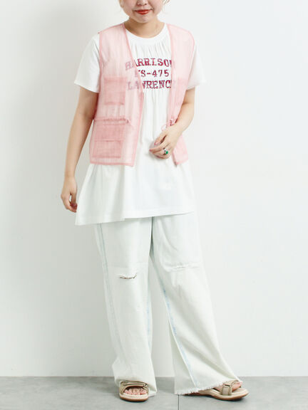 ダメージデニムイージーパンツ(オフホワイト/サックスブルー)|SM2(エスエムツー)通販