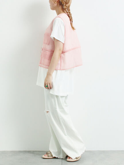 ダメージデニムイージーパンツ(オフホワイト/サックスブルー)|SM2(エスエムツー)通販