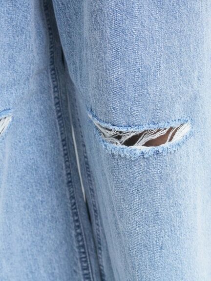 ダメージデニムイージーパンツ(オフホワイト/サックスブルー)|SM2(エスエムツー)通販