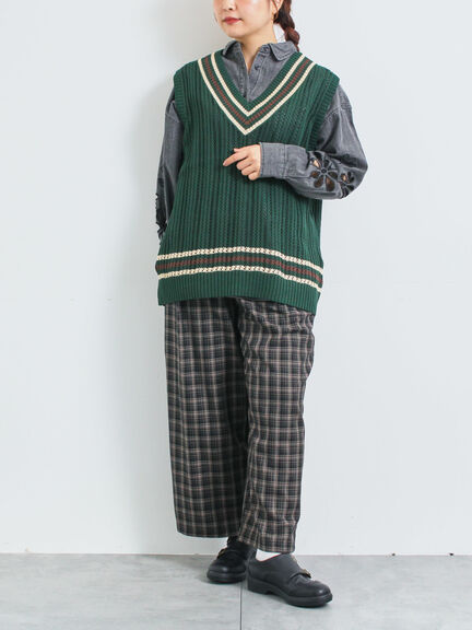 ライン入りベスト(グリーン/ネイビー/クリーム)|SM2(エスエムツー)通販