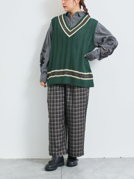 ライン入りベスト(グリーン/ネイビー/クリーム)|SM2(エスエムツー)通販