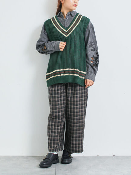 ライン入りベスト(グリーン/ネイビー/クリーム)|SM2(エスエムツー)通販