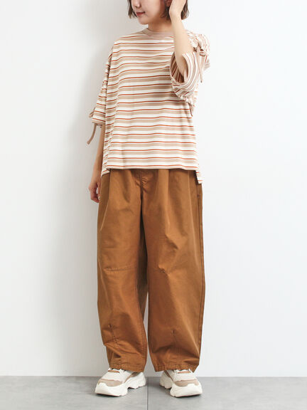 マルチボーダー袖スリットリボンTシャツ(ピンク/レッド/ベージュ/グリーン/ネイビー)|SM2(エスエムツー)通販