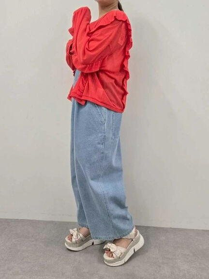 シアーフリル前後2WAYカットソー(オフホワイト/ブラック/レッド)|SM2(エスエムツー)通販