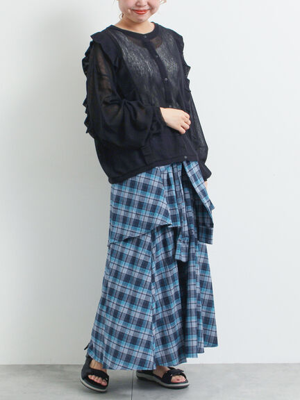 シアーフリル前後2WAYカットソー(オフホワイト/ブラック/レッド)|SM2(エスエムツー)通販