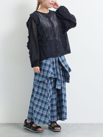 シアーフリル前後2WAYカットソー(オフホワイト/ブラック/レッド)|SM2(エスエムツー)通販