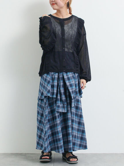 シアーフリル前後2WAYカットソー(オフホワイト/ブラック/レッド)|SM2(エスエムツー)通販