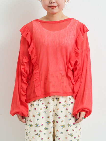 シアーフリル前後2WAYカットソー(オフホワイト/ブラック/レッド)|SM2(エスエムツー)通販