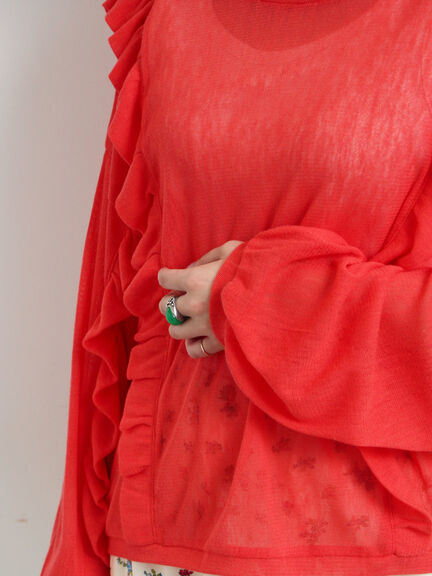 シアーフリル前後2WAYカットソー(オフホワイト/ブラック/レッド)|SM2(エスエムツー)通販