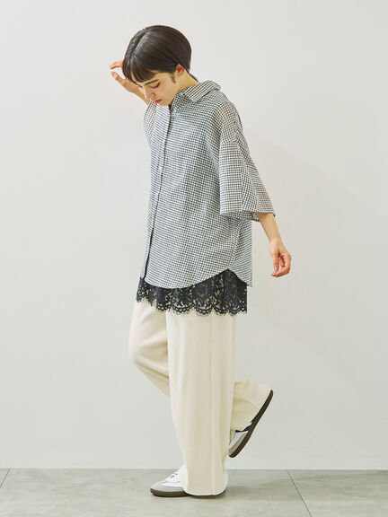 コットンボイルシアードルマンスリーブチェックシャツ(オフホワイト/ブラック/ピンク/ブルー)|SM2(エスエムツー)通販