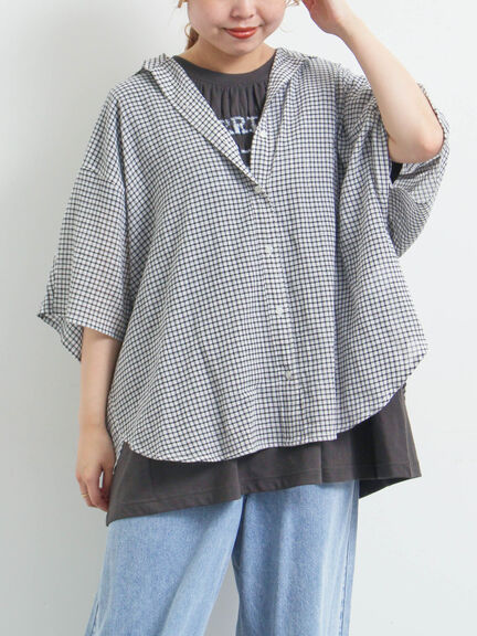 コットンボイルシアードルマンスリーブチェックシャツ(オフホワイト/ブラック/ピンク/ブルー)|SM2(エスエムツー)通販