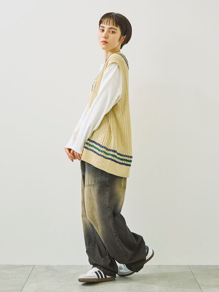 デニムニーパッチパンツ(グレー/ブラック/ネイビー)|SM2(エスエムツー)通販