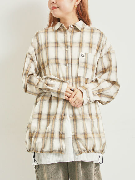 オンブレチェック裾ドロストシャツ(ブラック/ピンク/イエロー/グリーン/ネイビー)|SM2(エスエムツー)通販