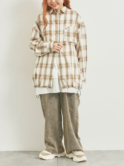 オンブレチェック裾ドロストシャツ(ブラック/ピンク/イエロー/グリーン/ネイビー)|SM2(エスエムツー)通販