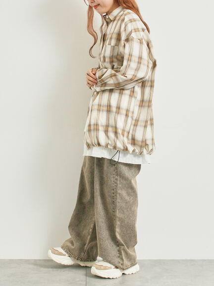 オンブレチェック裾ドロストシャツ(ブラック/ピンク/イエロー/グリーン/ネイビー)|SM2(エスエムツー)通販