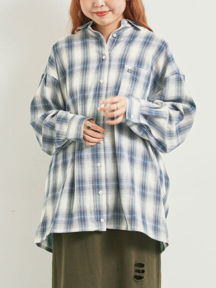 オンブレチェック裾ドロストシャツ(ブラック/ピンク/イエロー/グリーン/ネイビー)|SM2(エスエムツー)通販