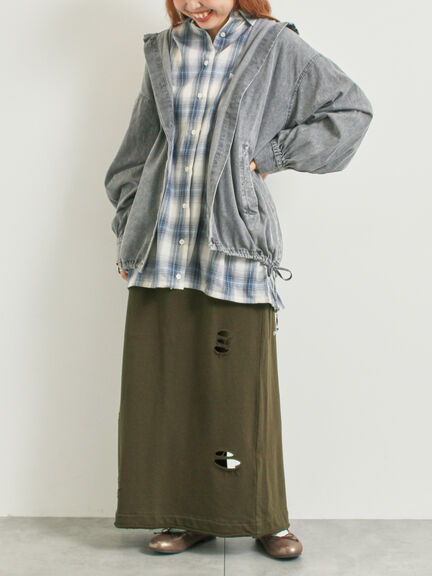 オンブレチェック裾ドロストシャツ(ブラック/ピンク/イエロー/グリーン/ネイビー)|SM2(エスエムツー)通販