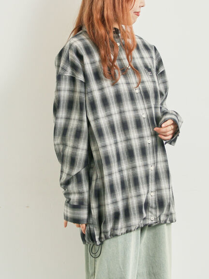 オンブレチェック裾ドロストシャツ(ブラック/ピンク/イエロー/グリーン/ネイビー)|SM2(エスエムツー)通販