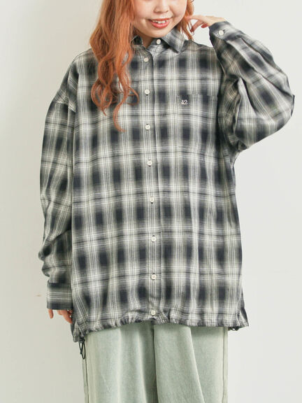 オンブレチェック裾ドロストシャツ(ブラック/ピンク/イエロー/グリーン/ネイビー)|SM2(エスエムツー)通販
