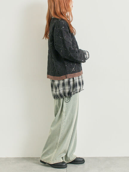 オンブレチェック裾ドロストシャツ(ブラック/ピンク/イエロー/グリーン/ネイビー)|SM2(エスエムツー)通販