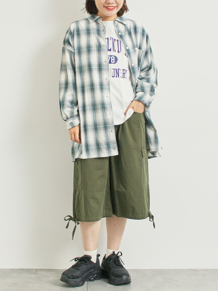 オンブレチェック裾ドロストシャツ(ブラック/ピンク/イエロー/グリーン/ネイビー)|SM2(エスエムツー)通販