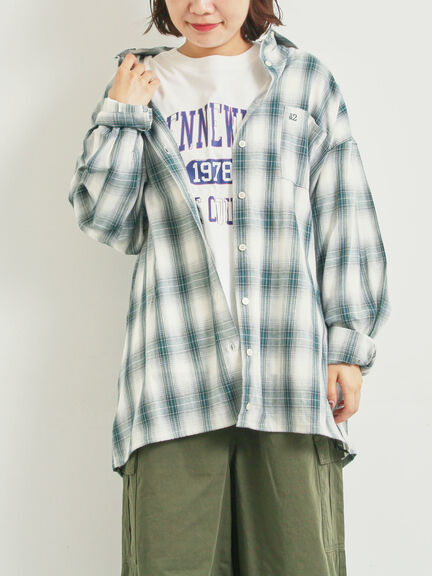 オンブレチェック裾ドロストシャツ(ブラック/ピンク/イエロー/グリーン/ネイビー)|SM2(エスエムツー)通販