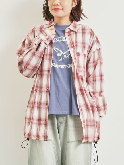 オンブレチェック裾ドロストシャツ(ブラック/ピンク/イエロー/グリーン/ネイビー)|SM2(エスエムツー)通販