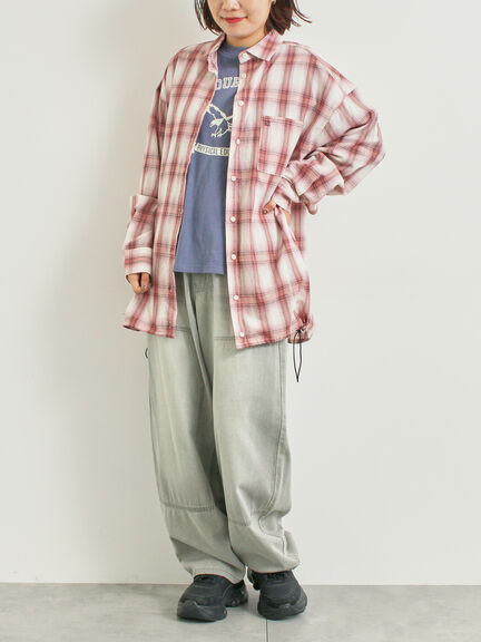 オンブレチェック裾ドロストシャツ(ブラック/ピンク/イエロー/グリーン/ネイビー)|SM2(エスエムツー)通販