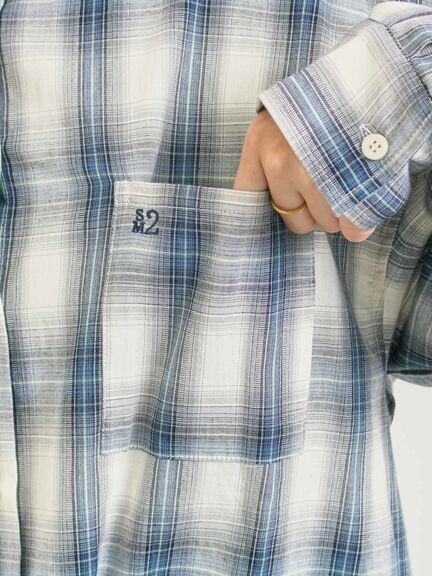 オンブレチェック裾ドロストシャツ(ブラック/ピンク/イエロー/グリーン/ネイビー)|SM2(エスエムツー)通販