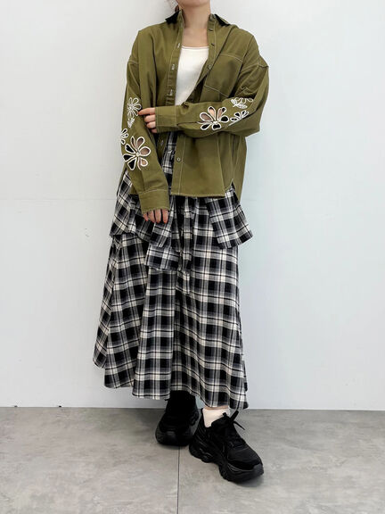 くり抜きフラワー刺繍シャツ(ブラック/カーキ/ブルー)|SM2(エスエムツー)通販