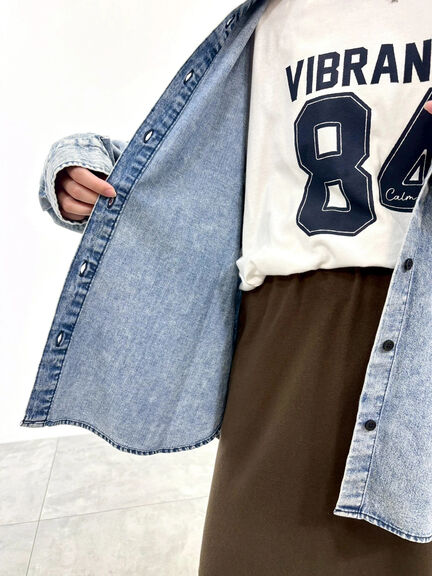 くり抜きフラワー刺繍シャツ(ブラック/カーキ/ブルー)|SM2(エスエムツー)通販