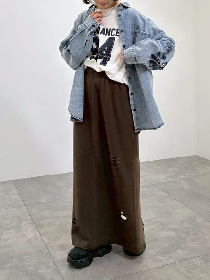 くり抜きフラワー刺繍シャツ(ブラック/カーキ/ブルー)|SM2(エスエムツー)通販