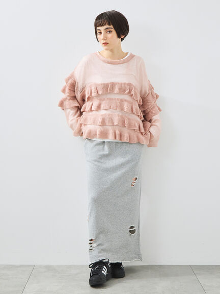 裏毛ダメージ加工ナロースカート(グレー/ブラック/カーキ)|SM2(エスエムツー)通販