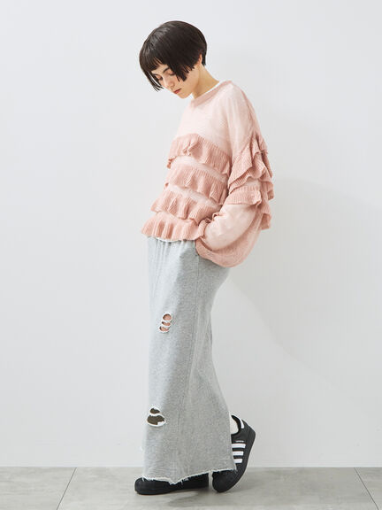 裏毛ダメージ加工ナロースカート(グレー/ブラック/カーキ)|SM2(エスエムツー)通販