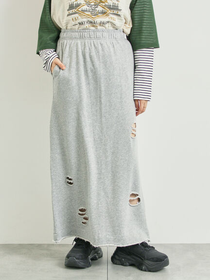 裏毛ダメージ加工ナロースカート(グレー/ブラック/カーキ)|SM2(エスエムツー)通販