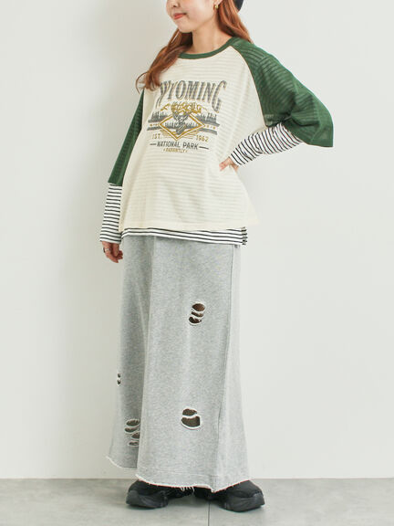 裏毛ダメージ加工ナロースカート(グレー/ブラック/カーキ)|SM2(エスエムツー)通販