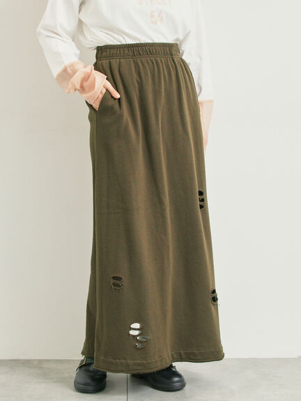 裏毛ダメージ加工ナロースカート(グレー/ブラック/カーキ)|SM2(エスエムツー)通販