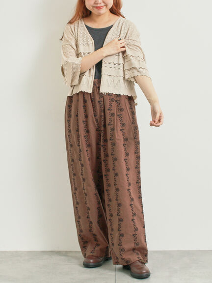 透かし編みフリル切替VネックZIPカーディガン(チャコールグレー/オレンジ/ブルー/クリーム)|SM2(エスエムツー)通販