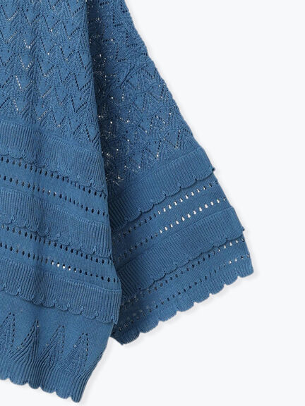 透かし編みフリル切替VネックZIPカーディガン(チャコールグレー/オレンジ/ブルー/クリーム)|SM2(エスエムツー)通販