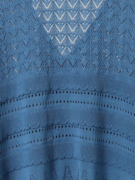 透かし編みフリル切替VネックZIPカーディガン(チャコールグレー/オレンジ/ブルー/クリーム)|SM2(エスエムツー)通販