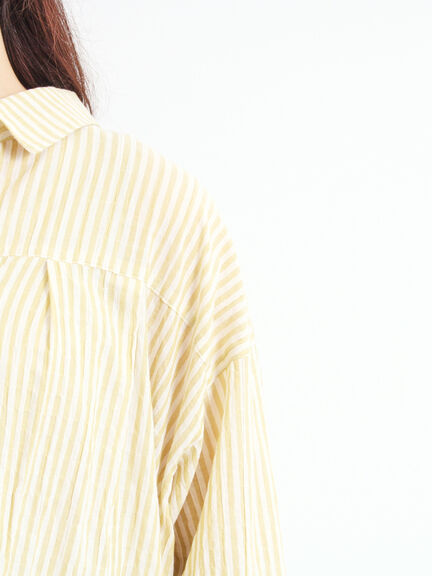 ストライプ柄七分袖シャツ(チャコールグレー/ブラウン/イエロー/ブルー)|SM2(エスエムツー)通販