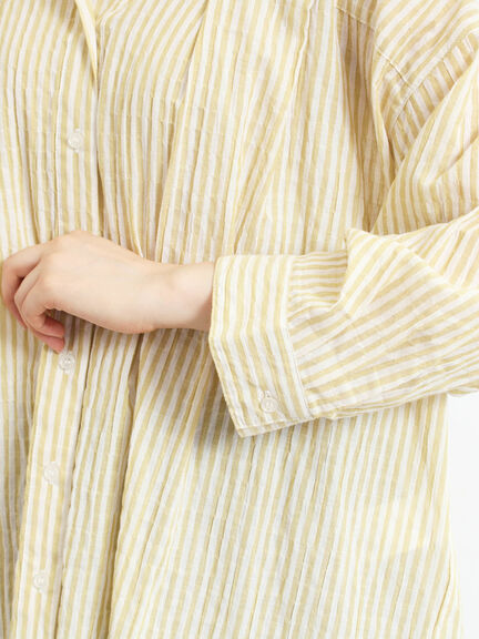 ストライプ柄七分袖シャツ(チャコールグレー/ブラウン/イエロー/ブルー)|SM2(エスエムツー)通販