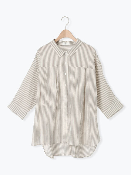 ストライプ柄七分袖シャツ(チャコールグレー/ブラウン/イエロー/ブルー)|SM2(エスエムツー)通販