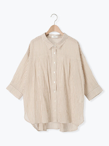 ストライプ柄七分袖シャツ(チャコールグレー/ブラウン/イエロー/ブルー)|SM2(エスエムツー)通販