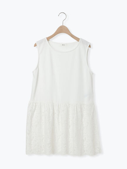 【接触冷感】裾レースノースリーブカットソー(オフホワイト/ブラック)|SM2(エスエムツー)通販