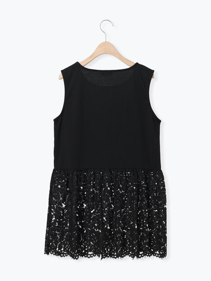 【接触冷感】裾レースノースリーブカットソー(オフホワイト/ブラック)|SM2(エスエムツー)通販